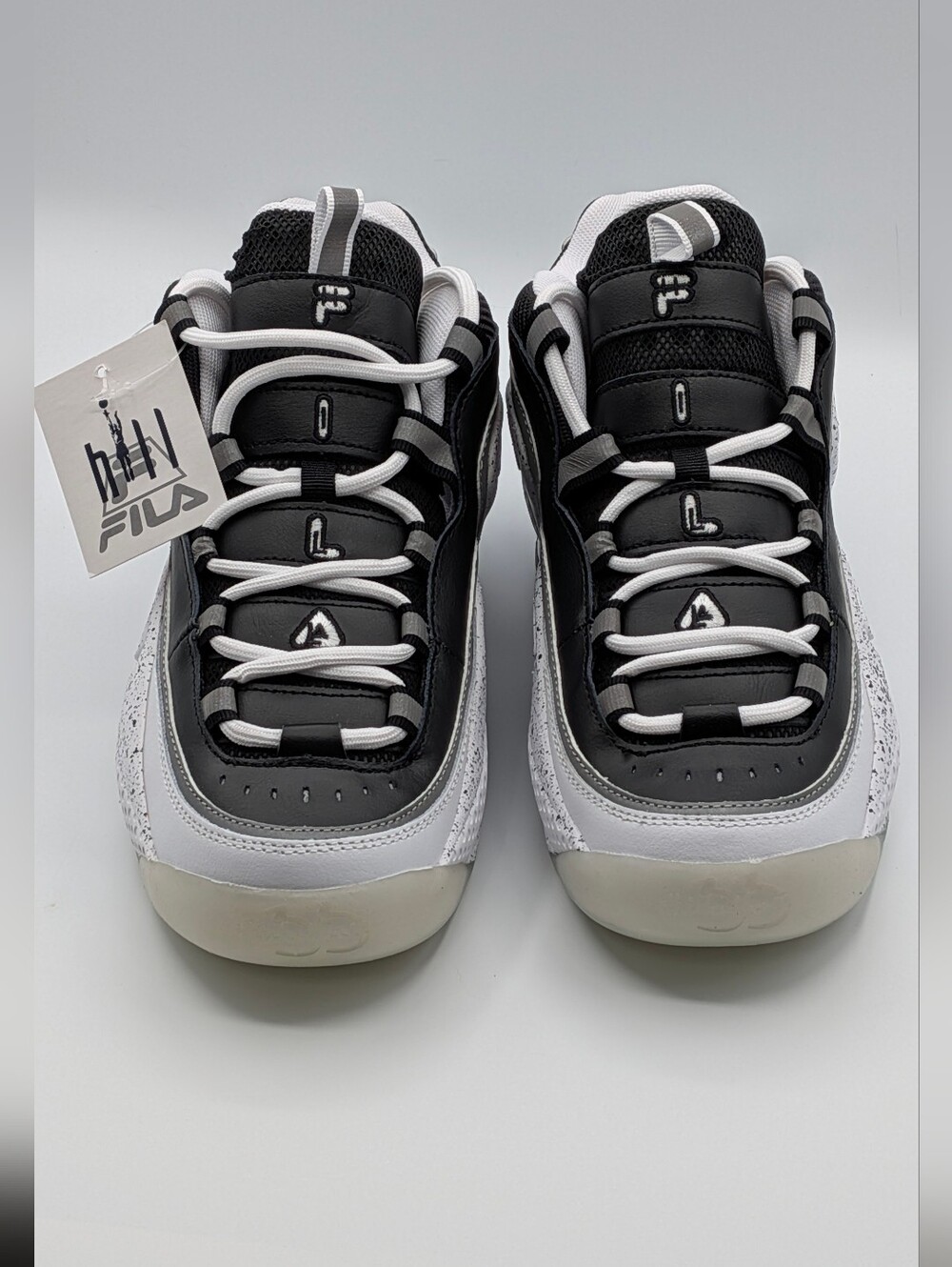 Fila Grant Hill 3 Black White Speckled Men Basketball Shoes 1BM01754-018 Size 10
